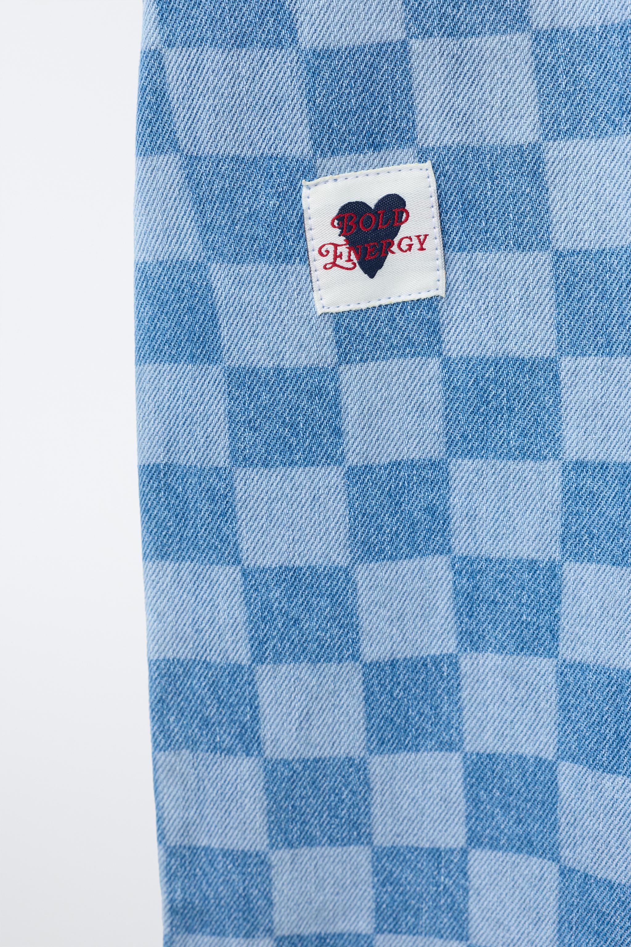 CHECKERBOARD DENIM OVERALLS